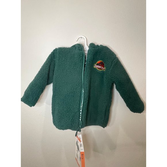 Jurassic Park Reversible Winter Jacket Green Toddler Size 2 Dinosaur - Picture 3 of 13